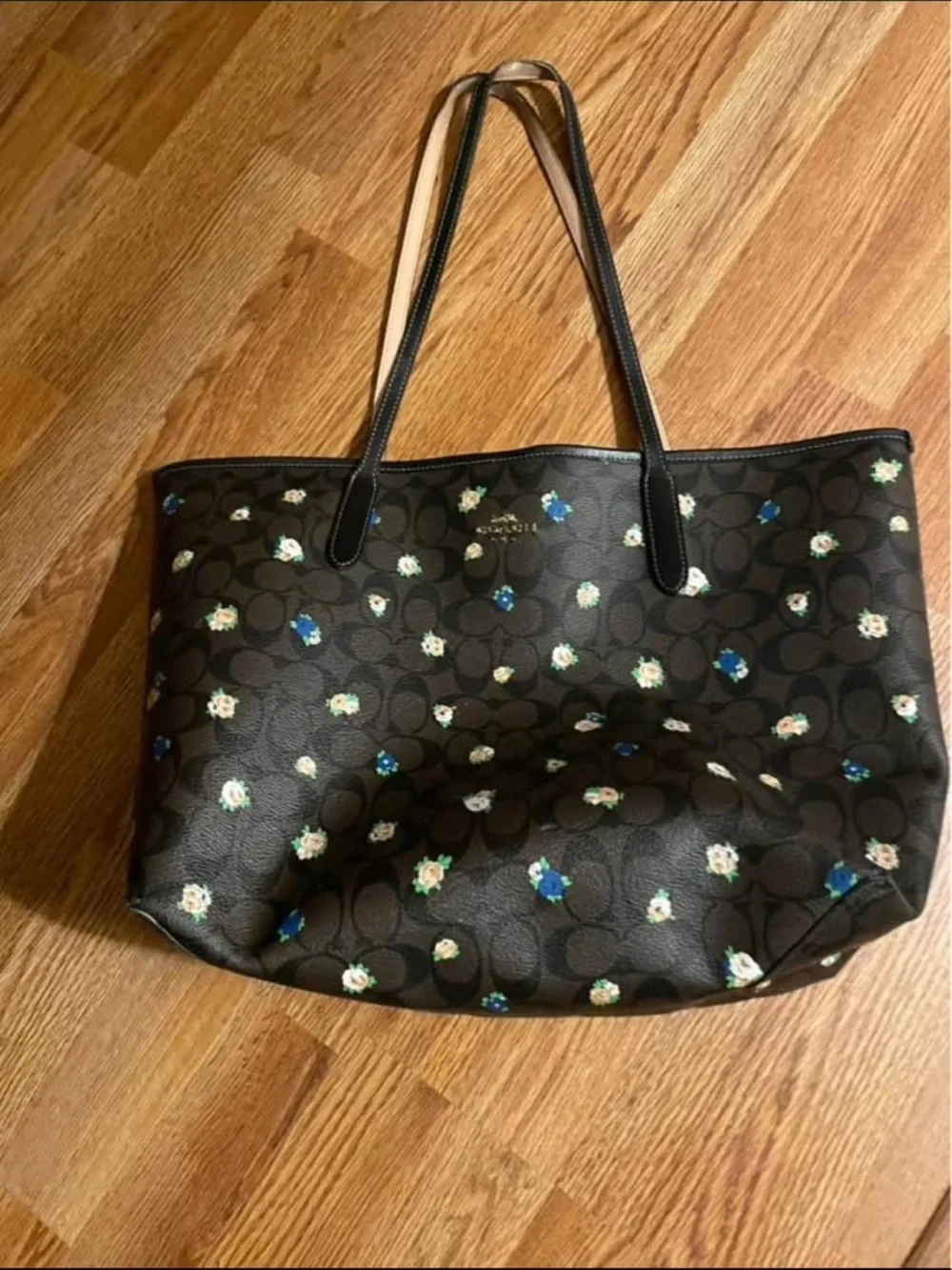 This is the Coach City Tote in Signature Canvas with Vintage Mini Rose Print